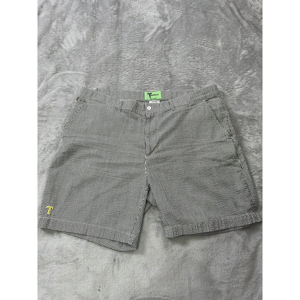 Taparoos Seersucker Shorts Mens 40 Black White Striped Made in USA Preppy Summer
